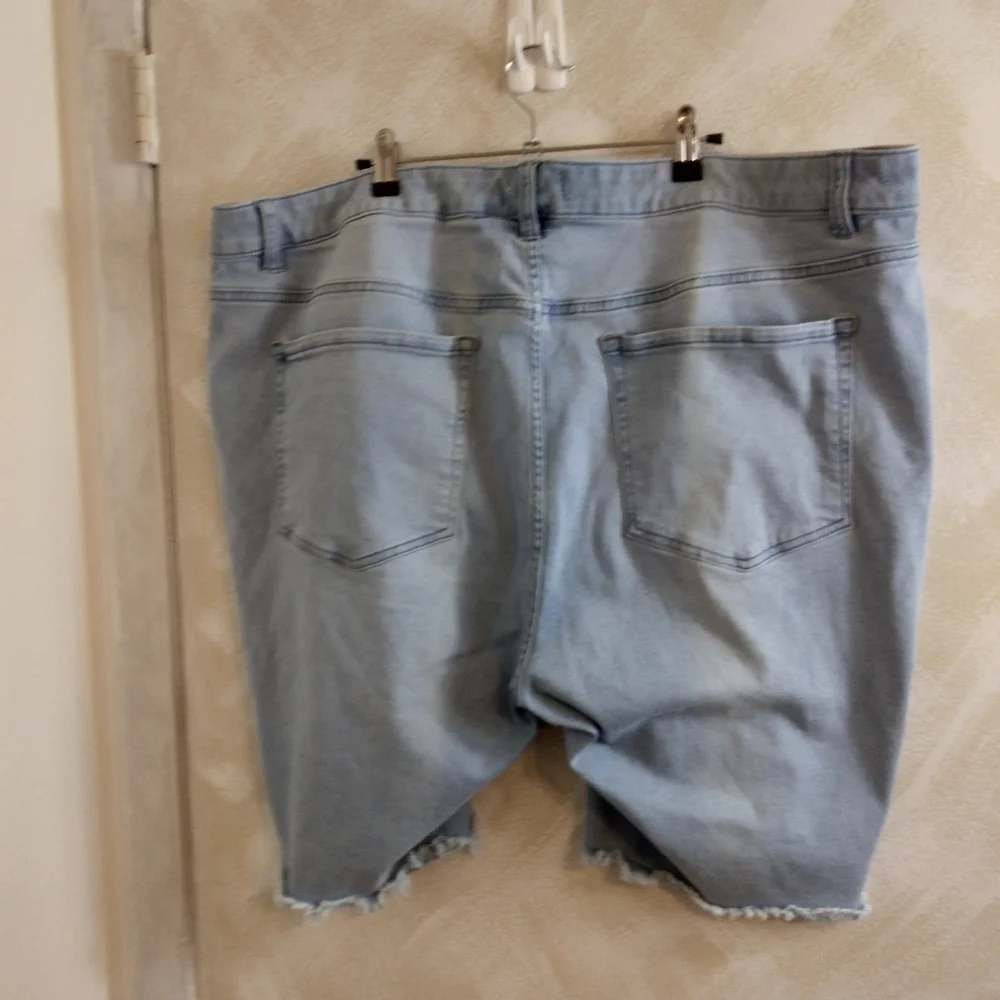 Size 26 Lane Bryant Light Wash Denim Shorts Raw Hem 10
